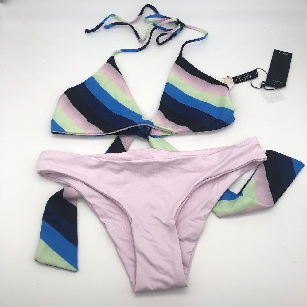 New Tavik Pink & Striped Bikini - Size XS